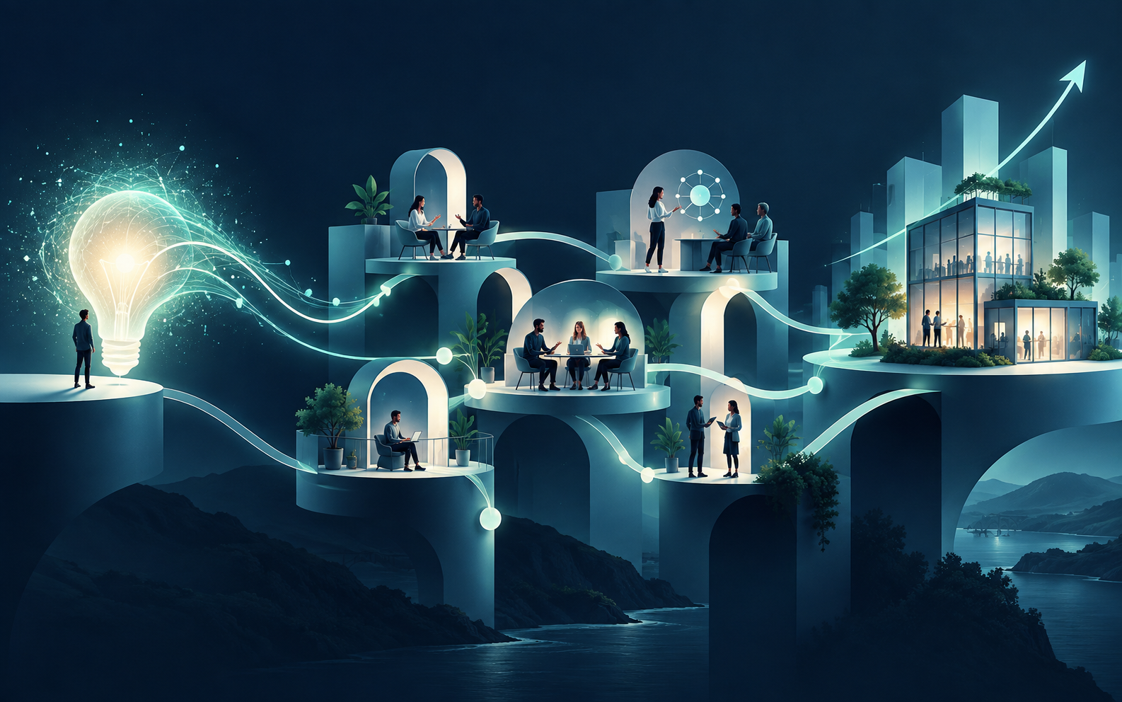 An idea connecting with people and expertise to become a growing venture